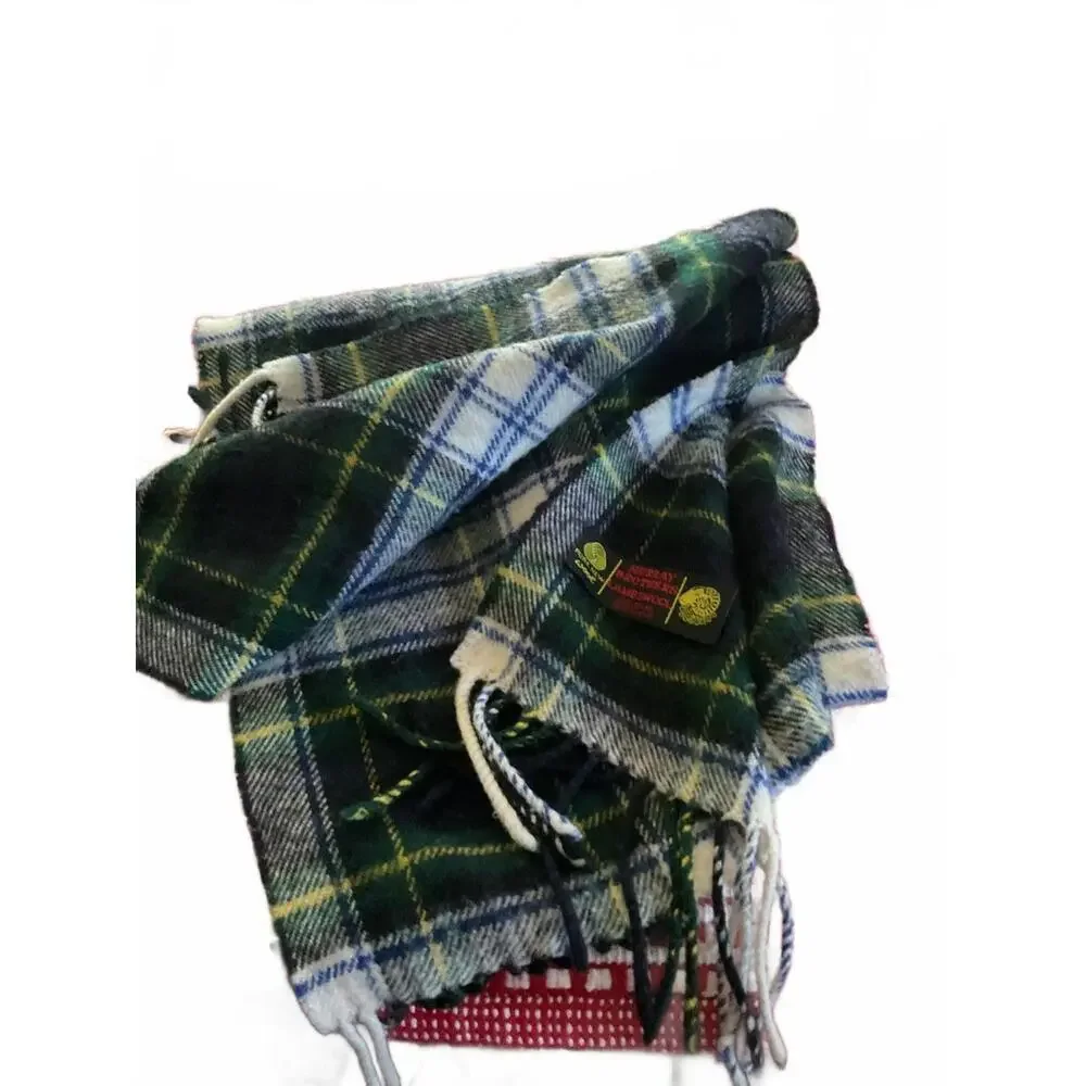 Murray Brothers Scotland  Green and Blue Plaid Wool Scarf with Fringe